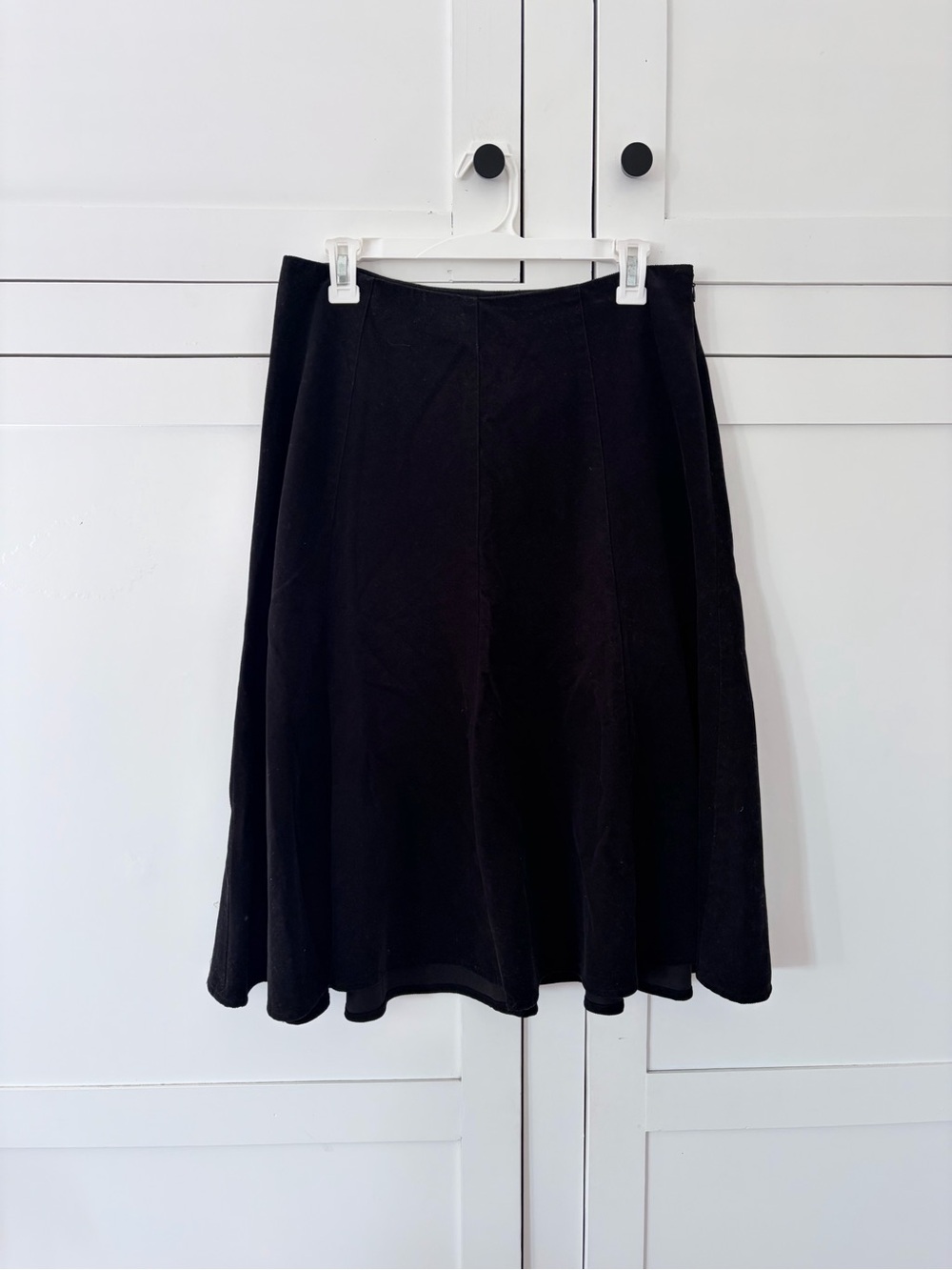 Vintage Anne Klein Corduroy Black Midi Skirt Size 6